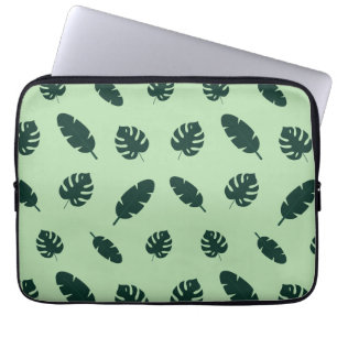 Tropical Monstera and Palm Leaves Seamless Pattern Laptop Sleeve