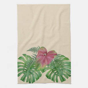 Tropical Monstera & Anthurium Flower Kitchen Towel