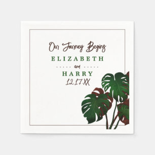 Tropical Monstera Beach Wedding Napkin