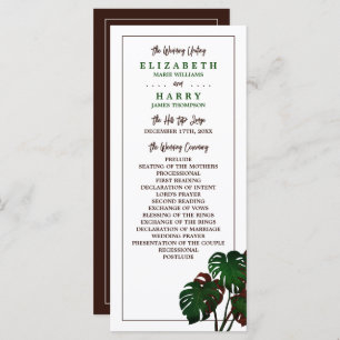 Tropical Monstera Beach Wedding Program