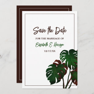 Tropical Monstera Beach Wedding Save The Date