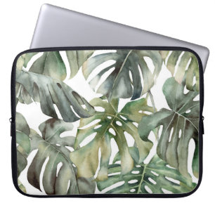 Tropical Monstera Big Watercolor Pattern Laptop Sleeve