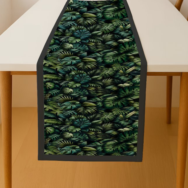 Tropical Monstera Botanical Green Jungle  Medium Table Runner (Table Runner)