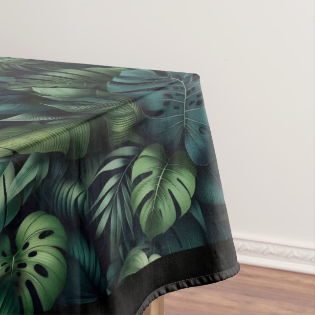 Tropical Monstera Botanical Green Jungle  Tablecloth (In Situ)