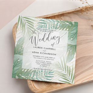 Tropical Monstera Botanical Watercolor Wedding Invitation