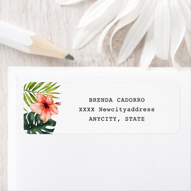 Tropical Monstera Bridal Shower Return Address Label (Insitu)