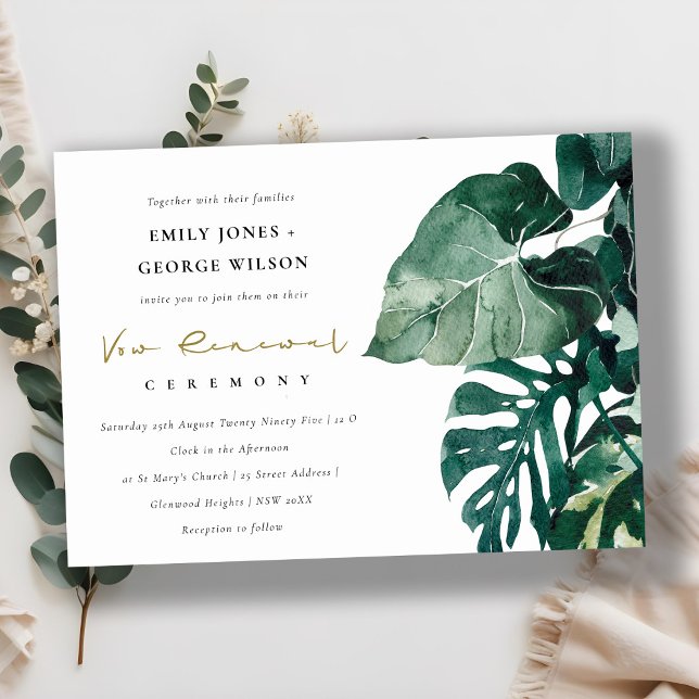 Tropical Monstera Foliage Green Vow Renewal Invite (Creator Uploaded)