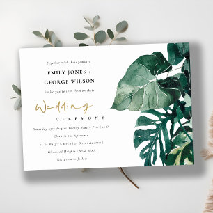 Tropical Monstera Foliage Green Wedding Invite