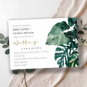 Tropical Monstera Foliage Green Wedding Invite