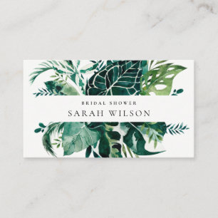 Tropical Monstera Green Fauna Leafy Bridal Shower  Place Card