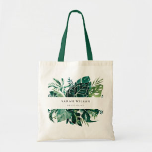 Tropical Monstera Green Foliage Leafy Bridesmaid Tote Bag