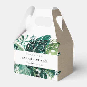 Tropical Monstera Green Foliage Wedding Thank Favour Box