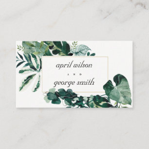 Tropical Monstera Green Foliage Wedding Website Business Card