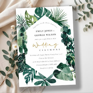 Tropical Monstera Green Hexagonal Wedding Invite