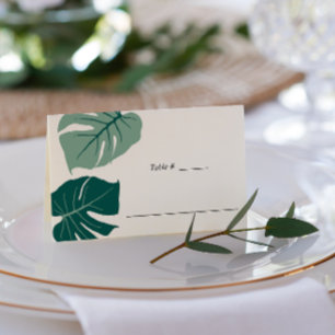 Tropical Monstera Green   Wedding table place Card