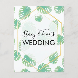 Tropical Monstera Hand Drawn Botany Wedding Postcard