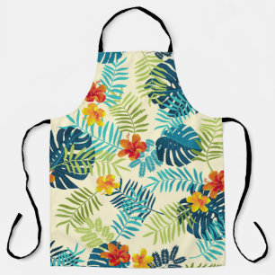 Tropical Monstera Hibiscus Summer Pattern Apron