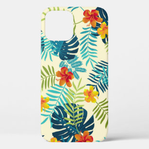 Tropical Monstera Hibiscus Summer Pattern iPhone 12 Case