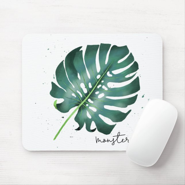 Tropical Monstera Houseplant Mouse Pad (With Mouse)