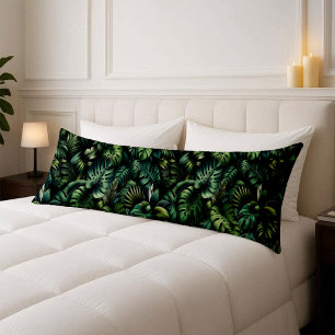 Tropical Monstera Jungle Botanical Green Body Cushion