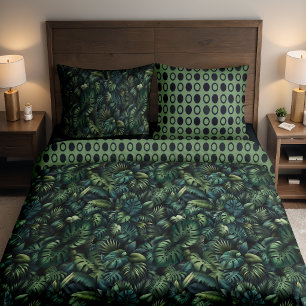 Tropical Monstera Jungle Botanical Reversible Pillowcase