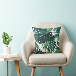Tropical Monstera Jungle Leaves 1 Cushion