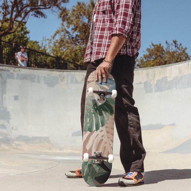 Tropical Monstera Jungle Leaves 2 Skateboard (Outdoor 2)