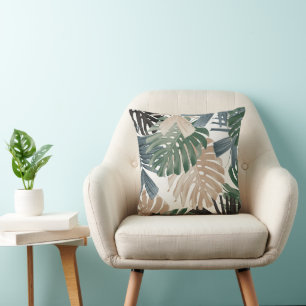 Tropical Monstera Jungle Leaves 3 Cushion