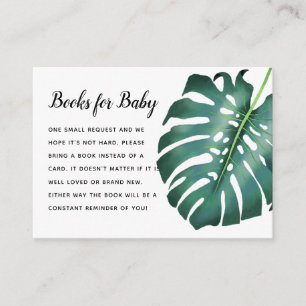 Tropical Monstera Leaf Baby Shower Book Request Enclosure Card