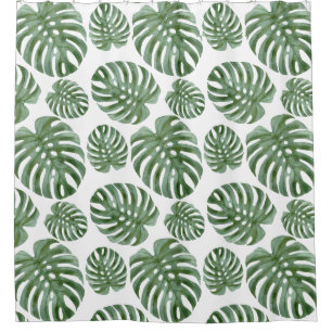 Tropical Monstera Leaf Bathroom Curtain