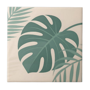Tropical Monstera Leaf Botanical Serenity Ceramic Tile