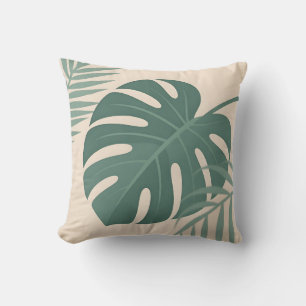 Tropical Monstera Leaf Botanical Serenity Cushion