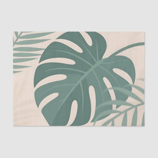 Tropical Monstera Leaf Botanical Serenity Tissue Paper (Front)
