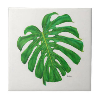 Tropical Monstera Leaf Ceramic Tile