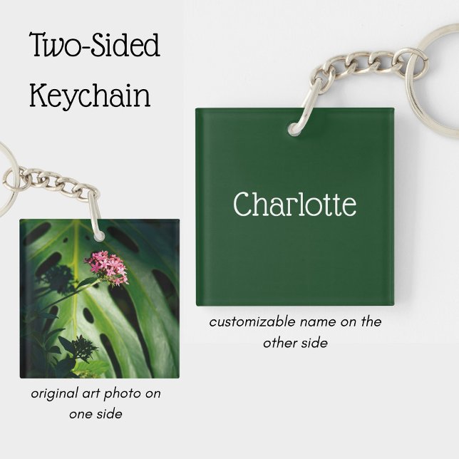 Tropical Monstera Leaf, Custom name Botanical Key Ring (Creator Uploaded)