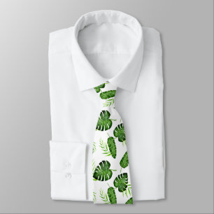 Tropical Monstera Leaf Green Botanical Tie