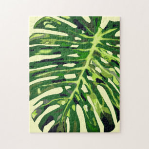 Tropical Monstera Leaf - Green Nature Jigsaw Puzzle