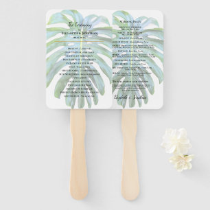 Tropical Monstera Leaf Greenery Beach Wedding Hand Fan