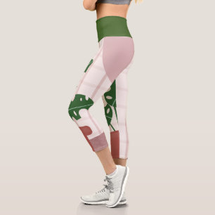 Tropical Monstera Leaf Greenery Plant Capri Leggings
