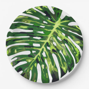 Tropical Monstera Leaf - Nature Paper Plate