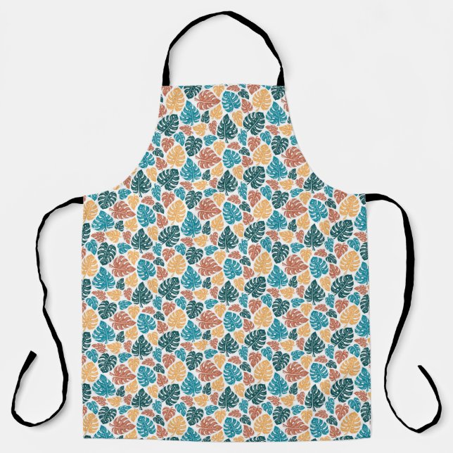 Tropical Monstera Leaf Pattern – Colourful Nature  Apron (Front)