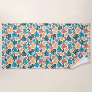 Tropical Monstera Leaf Pattern – Colourful Nature Beach Towel
