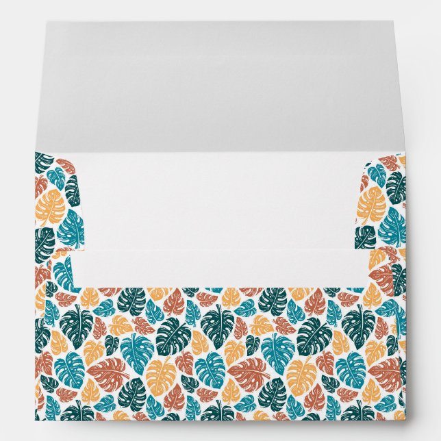 Tropical Monstera Leaf Pattern – Colourful Nature  Envelope (Back (Bottom))