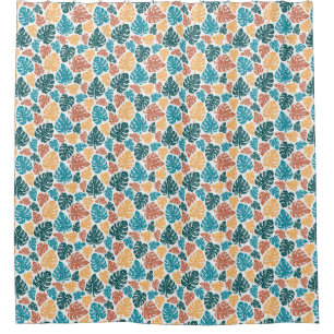 Tropical Monstera Leaf Pattern – Colourful Nature Shower Curtain