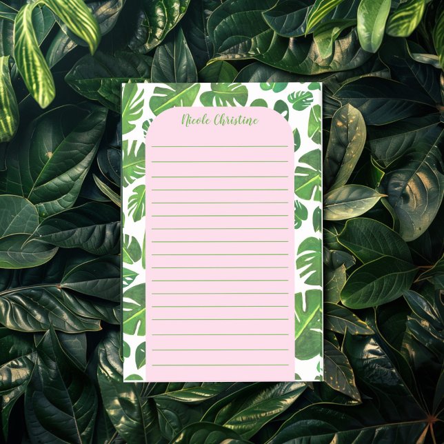 Tropical Monstera Leaf Pattern CUSTOMIZED Lined   Post-it Notes (Tropical Monstera Leaf Pattern CUSTOMIZED Lined Post-it Notes
)