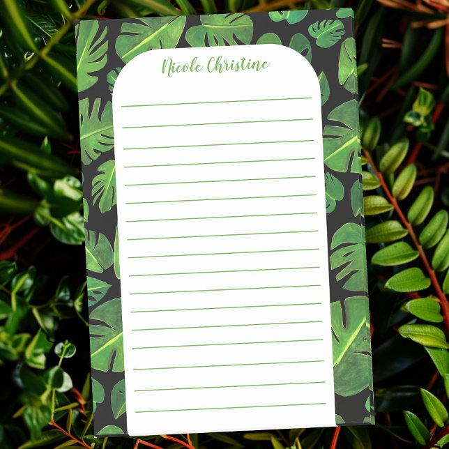 Tropical Monstera Leaf Pattern CUSTOMIZED Lined Post-it Notes (Tropical Monstera Leaf Pattern CUSTOMIZED Lined Post-it Notes
)