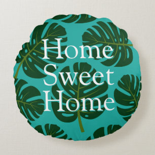 Tropical Monstera leaf print custom round throw Cushion