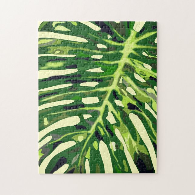 Tropical Monstera Leaf Puzzle (Vertical)