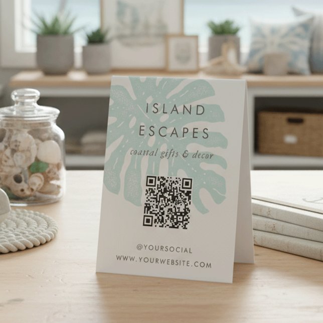 Tropical Monstera Leaf QR Code Business (Creator Uploaded)