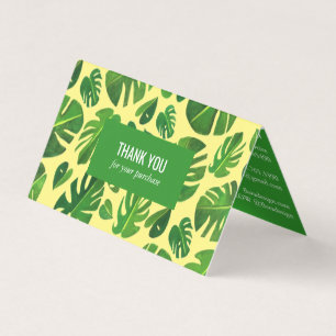 Tropical Monstera Leaf QR Code Social Icons Thanks Business Card